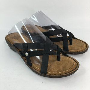 UGG Lanni Black Leather Criss Cross Sandals Size 9